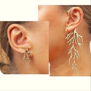 New ZARA asymmetrical 🪸 gold coral beach summer earrings